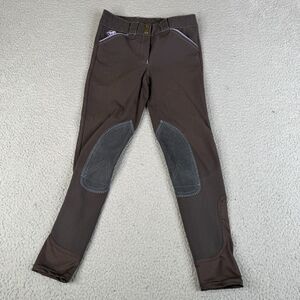 PIPER by SmartPak Riding Breeches Pants Girls 14 Gray Purple Knee Patch Stretch